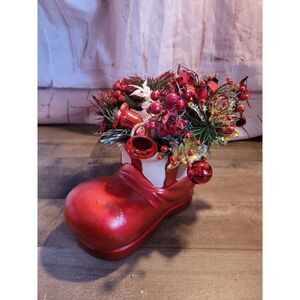 Stocking boot floral Mistletoe bell ornament center piece xmas decor